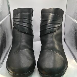 Clarks Black Ankle Booties with Matte Finish